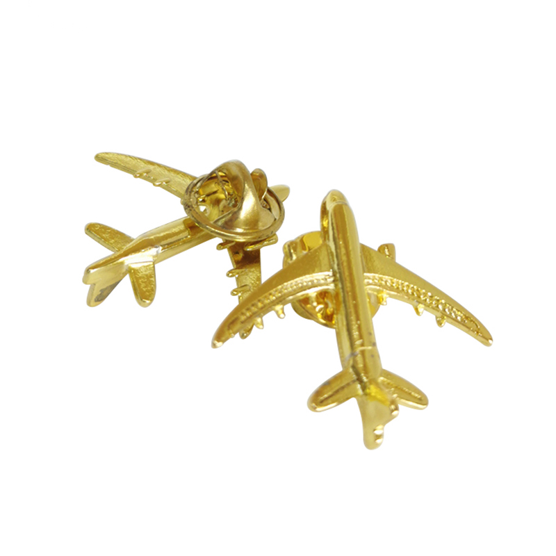 Gold Tone 3D Aircraft Metal Lapel Pin