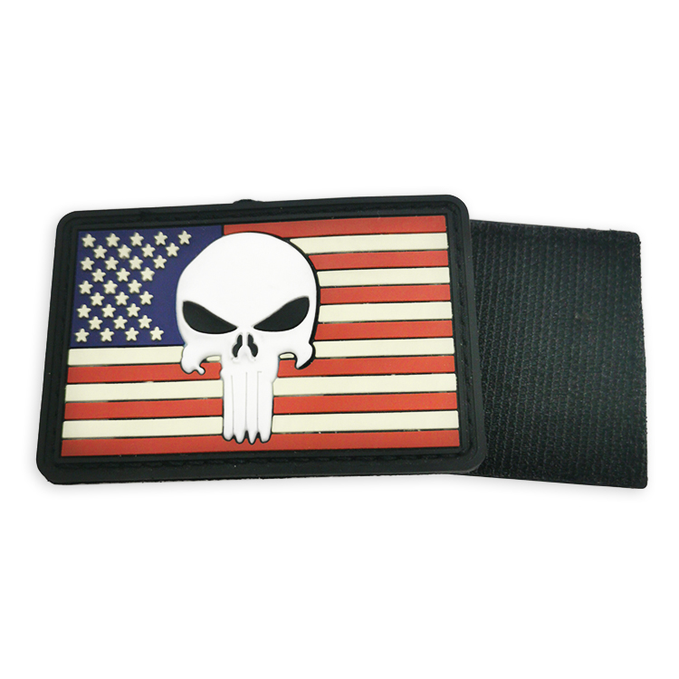 USA American Flag Skull PVC Velcro Patch