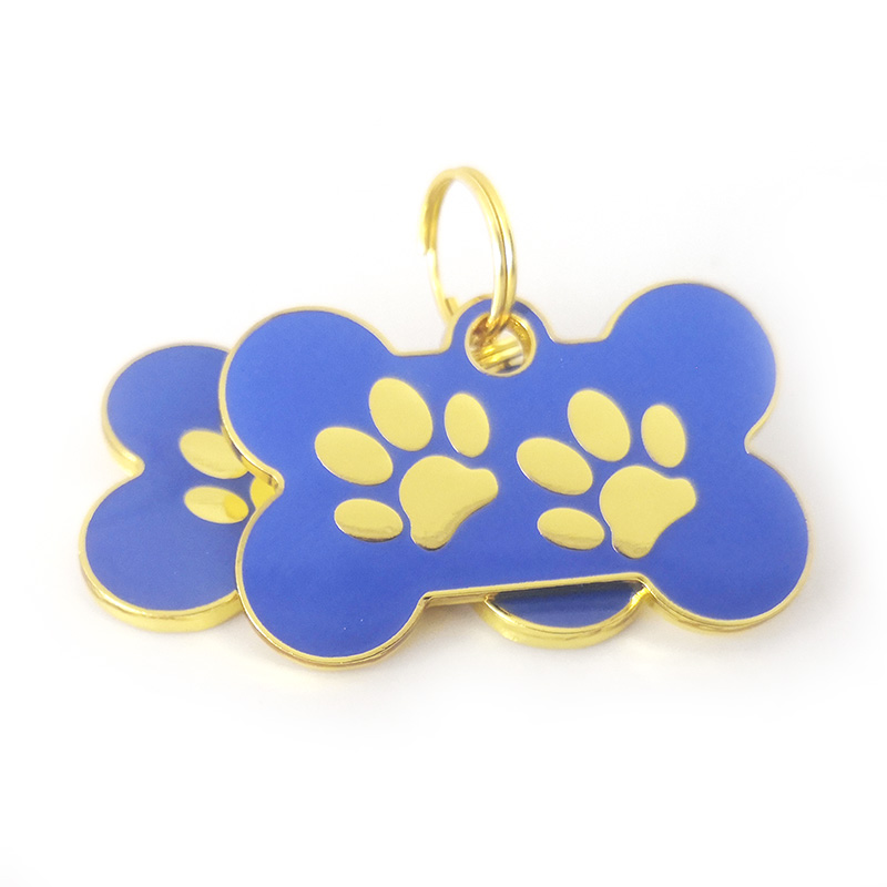 Engraved Pawprints Enamel Pets ID Tags