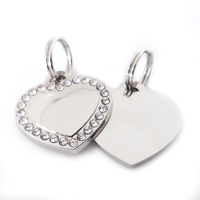 Elegant Water Diamond Heart-Shaped Pet Tag