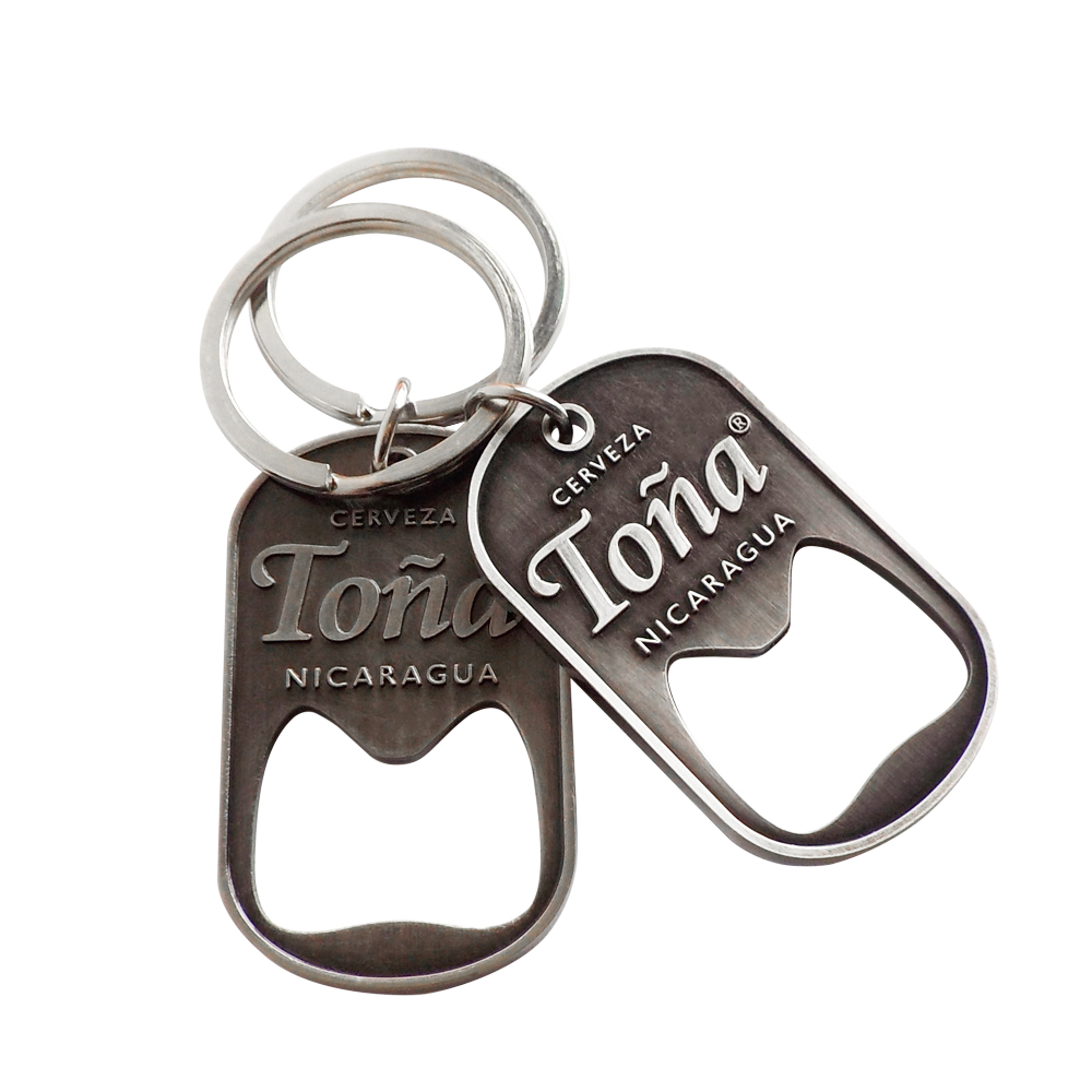 Custom Cerveza Beer Antique Silver Metal Bottle Opener Keychain