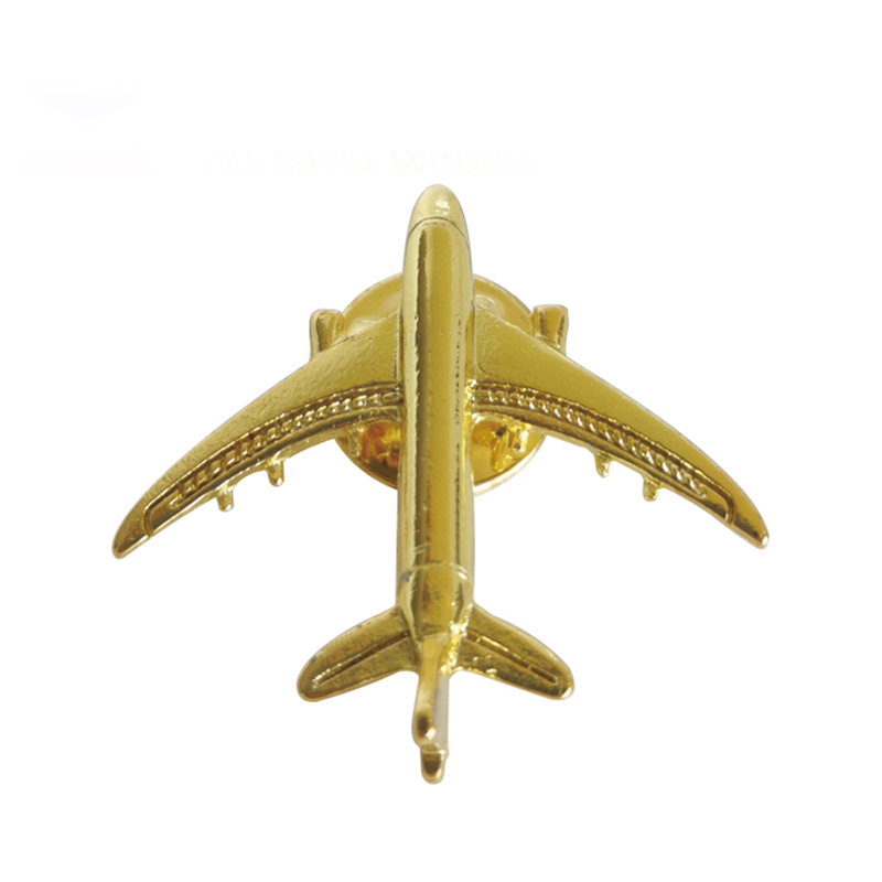 Gold Tone 3D Aircraft Metal Lapel Pin