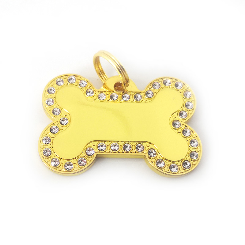 Fashion Diamond Bone Pet ID Tag