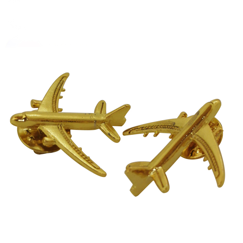 Gold Tone 3D Aircraft Metal Lapel Pin