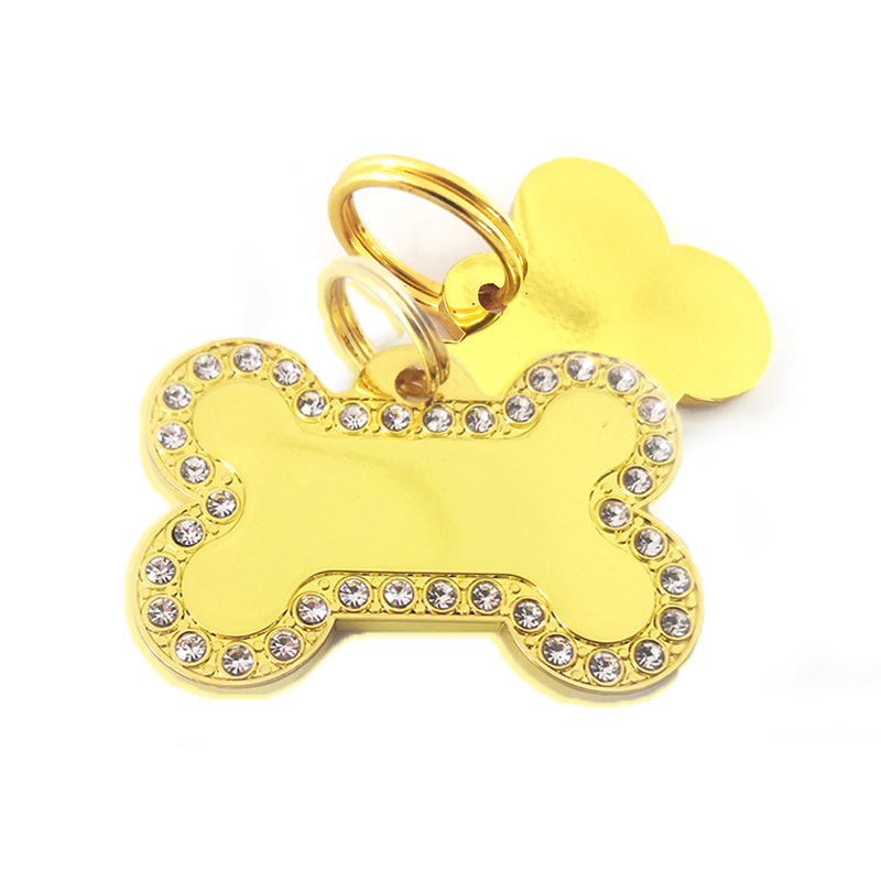 Fashion Diamond Bone Pet ID Tag