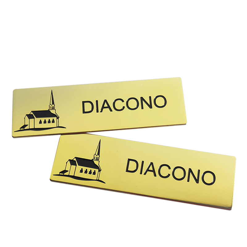 Diacono Logo Staff-name Brass Badge Tags With Safety-Pin 