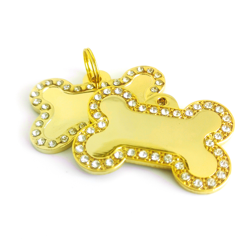 Fashion Diamond Bone Pet ID Tag