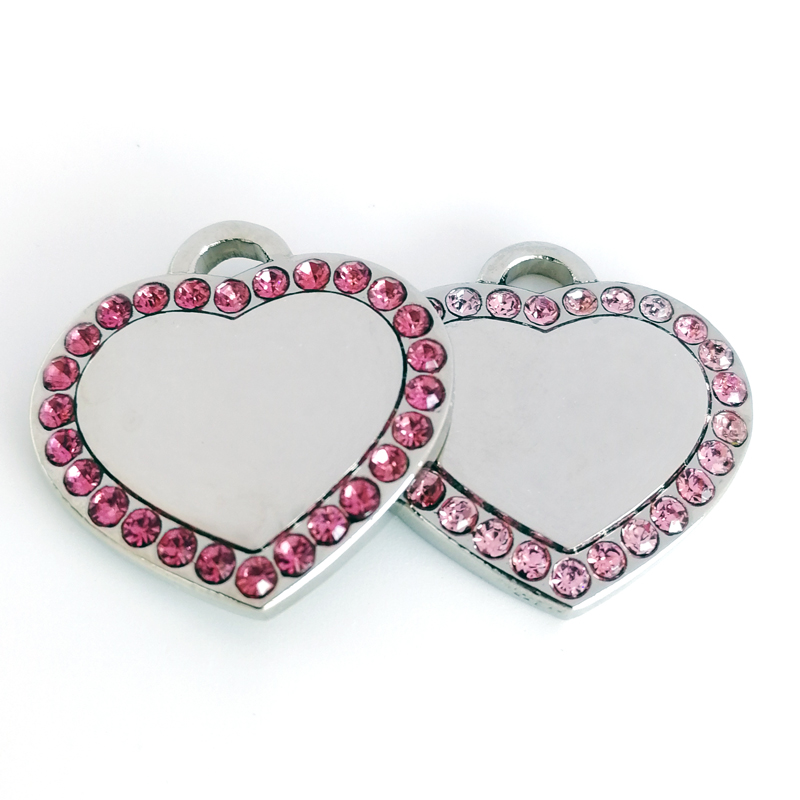 Elegant Water Diamond Heart-Shaped Pet Tag