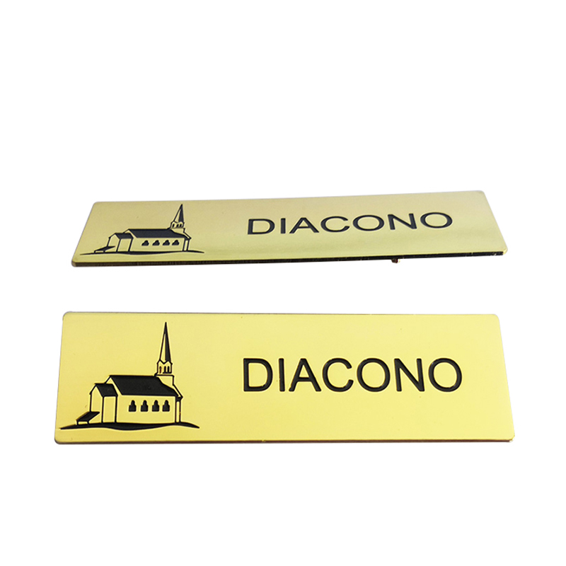 Diacono Logo Staff-name Brass Badge Tags With Safety-Pin 