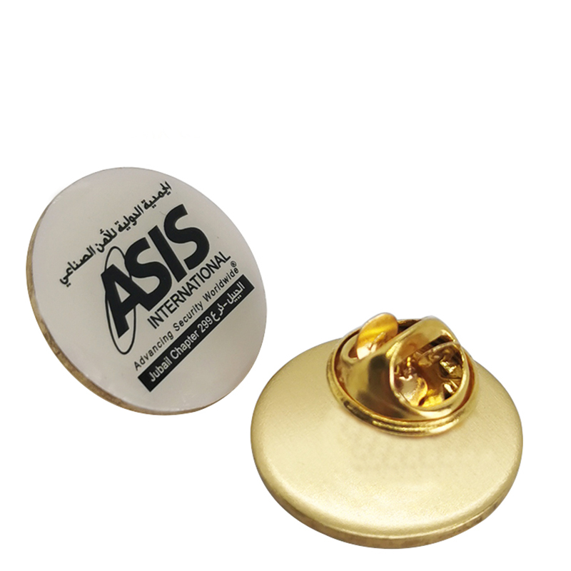 Round ASIS Silk Printed Logo Bronze Brooch Pin