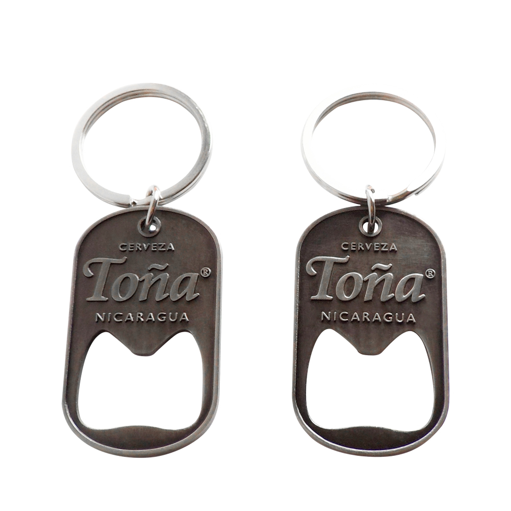 Custom Cerveza Beer Antique Silver Metal Bottle Opener Keychain