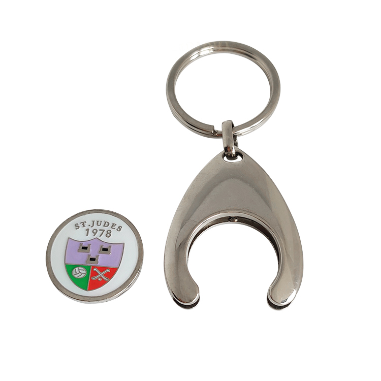 Nickel Trolley Coin Keychain with Soft Enamel