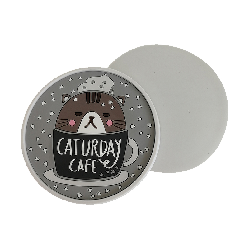 Rubber PVC Cup Coaster for Cat Urday Cafe