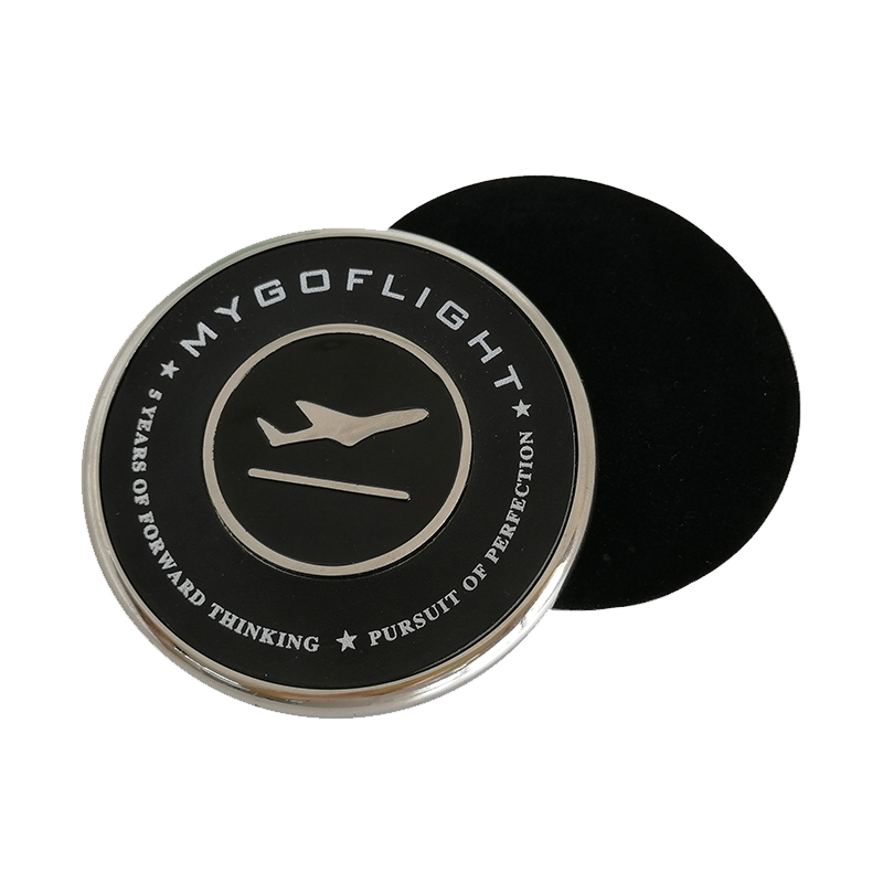 Embossed Mygoflight Logo Metal Drink Coasters