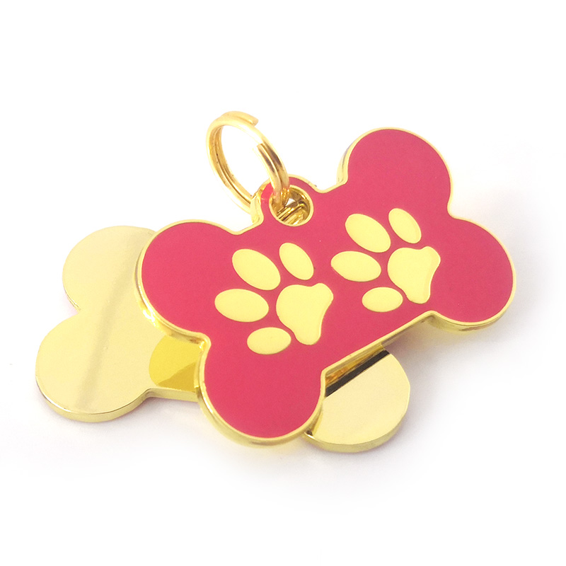 Engraved Pawprints Enamel Pets ID Tags