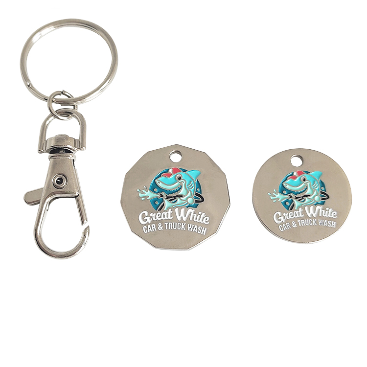 Personalized Double-Sided Design Trolley Coin Keychain