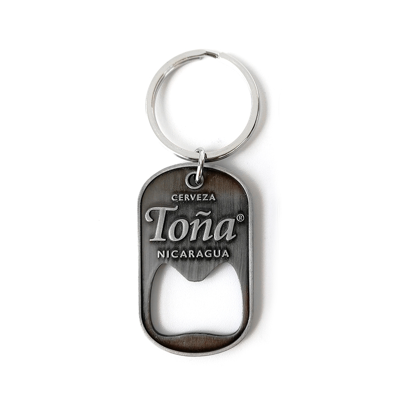 Custom Cerveza Beer Antique Silver Metal Bottle Opener Keychain