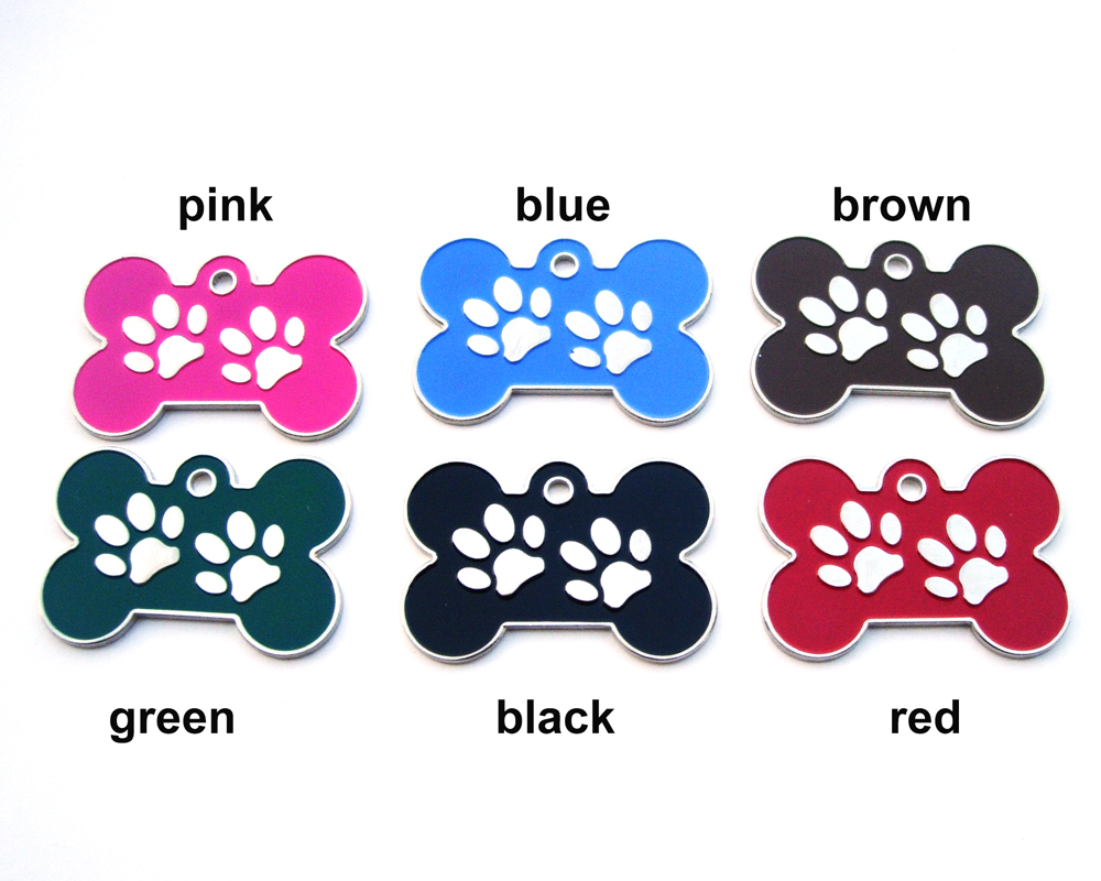 Engraved Pawprints Enamel Pets ID Tags