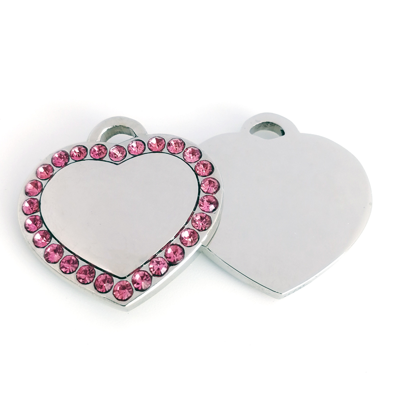 Elegant Water Diamond Heart-Shaped Pet Tag