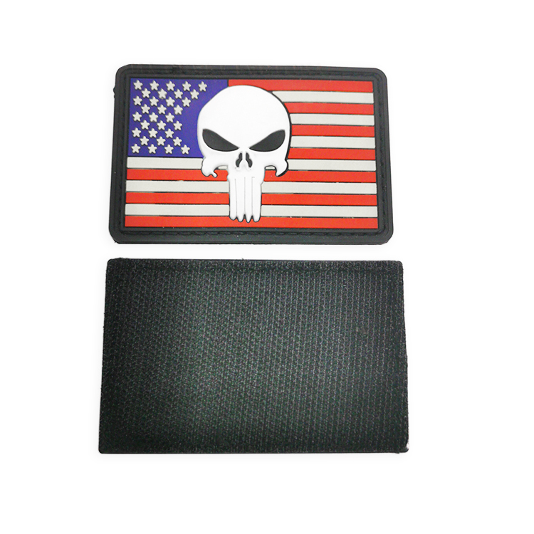 USA American Flag Skull PVC Velcro Patch