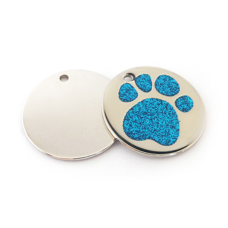 Pawprint Glitter Round Anti-Loss ID Pet Tag