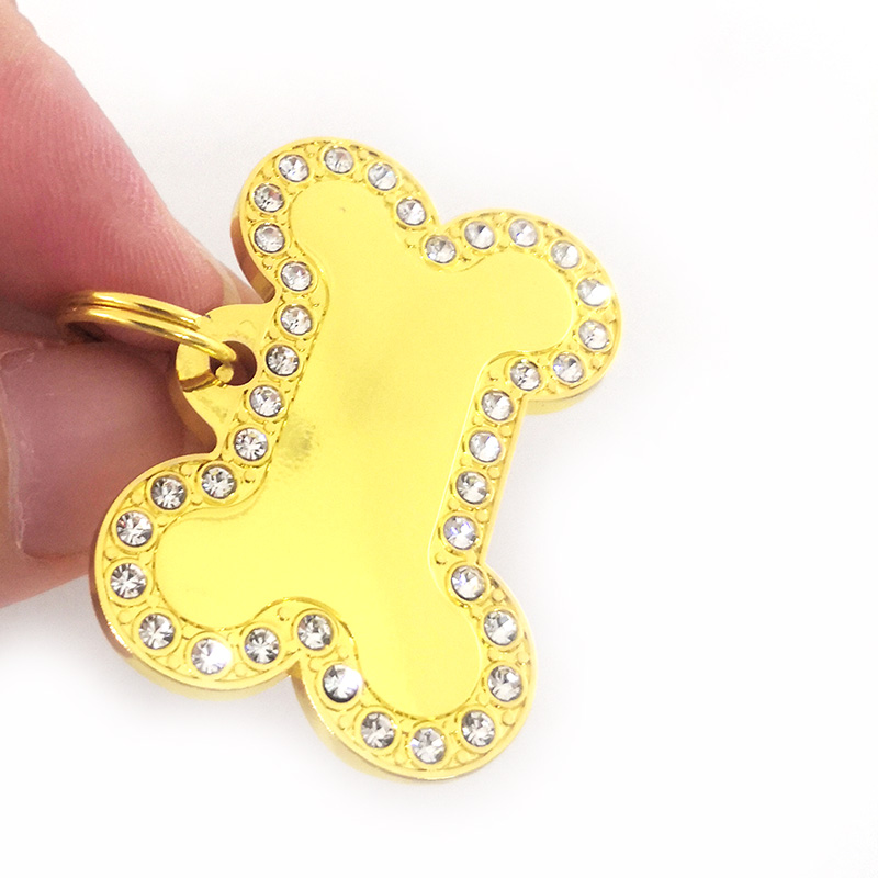 Fashion Diamond Bone Pet ID Tag