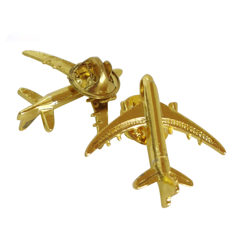 Gold Tone 3D Aircraft Metal Lapel Pin