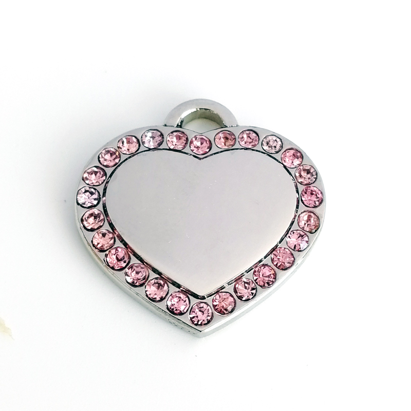 Elegant Water Diamond Heart-Shaped Pet Tag