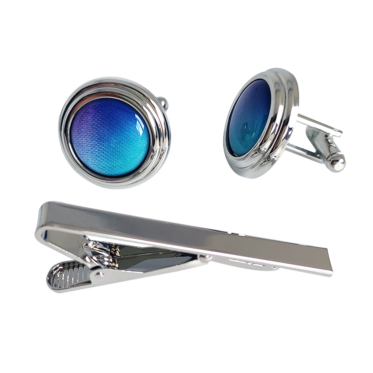 Offset Prints Logo Silver Cufflinks Tie Bar Set