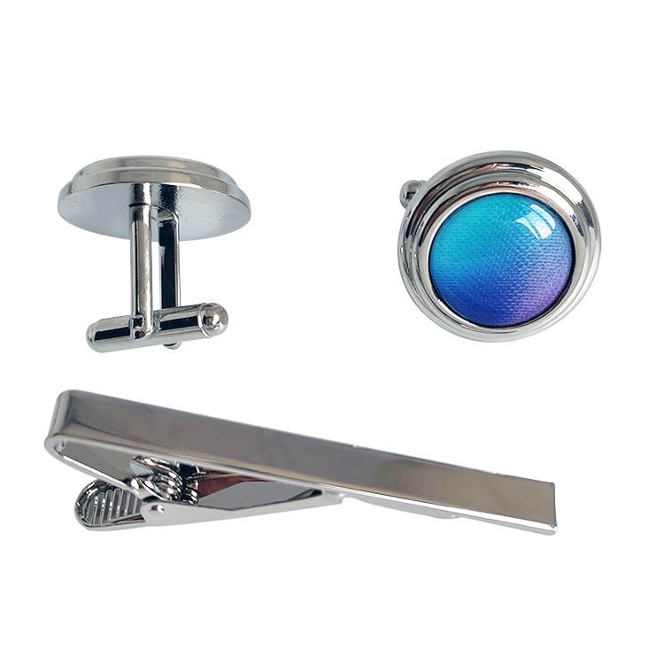 Offset Prints Logo Silver Cufflinks Tie Bar Set