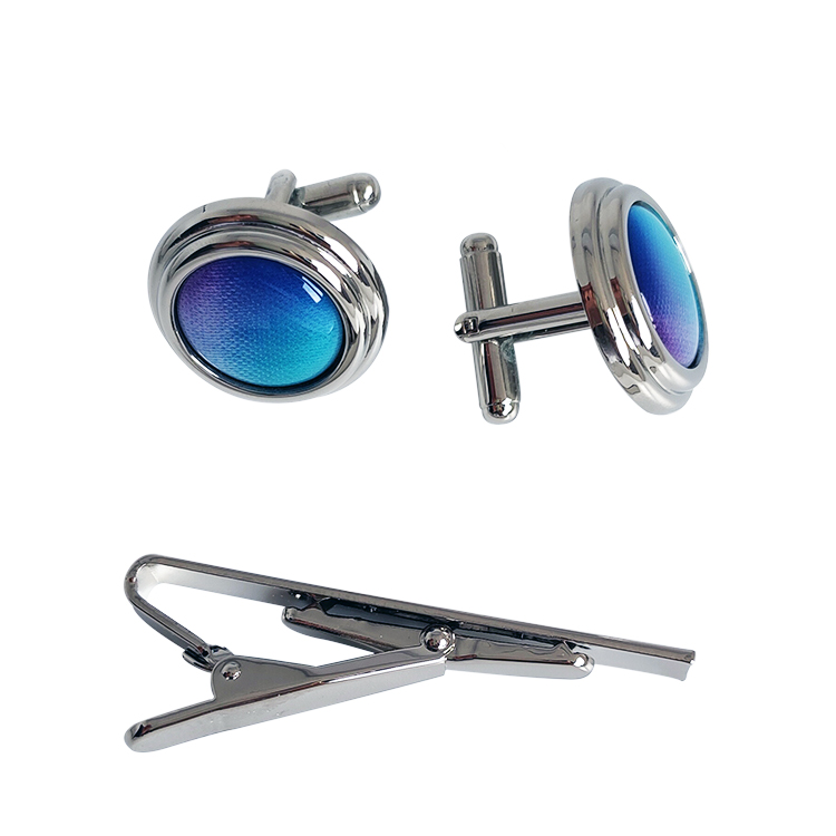 Offset Prints Logo Silver Cufflinks Tie Bar Set