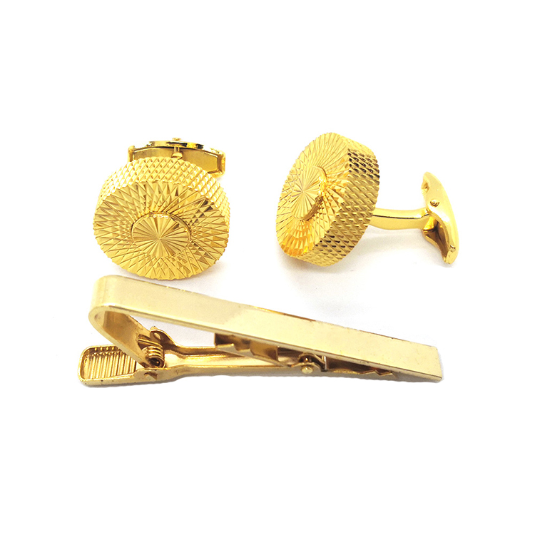 3D High Level Mens Cufflinks Tie Clip Set