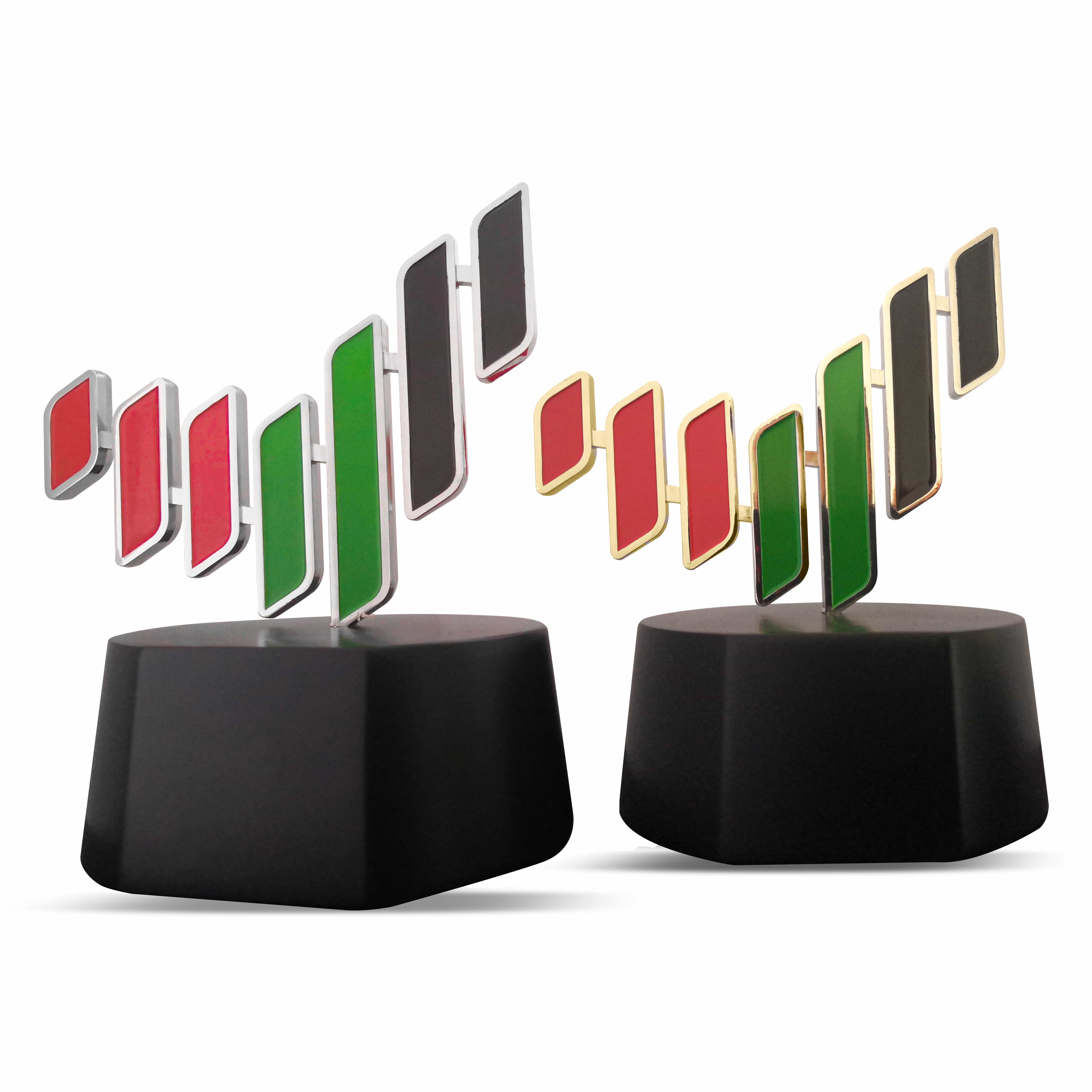 UAE Next 50 Years Award Seven Lines Nation Brand Logo Trophy With Metal Base