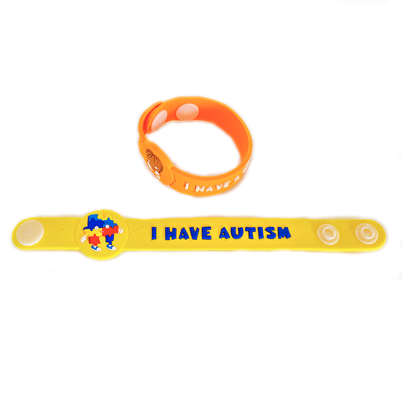 Autism Awareness Embossed Logo Buttons Silicone Kids Bracelet Wristbands