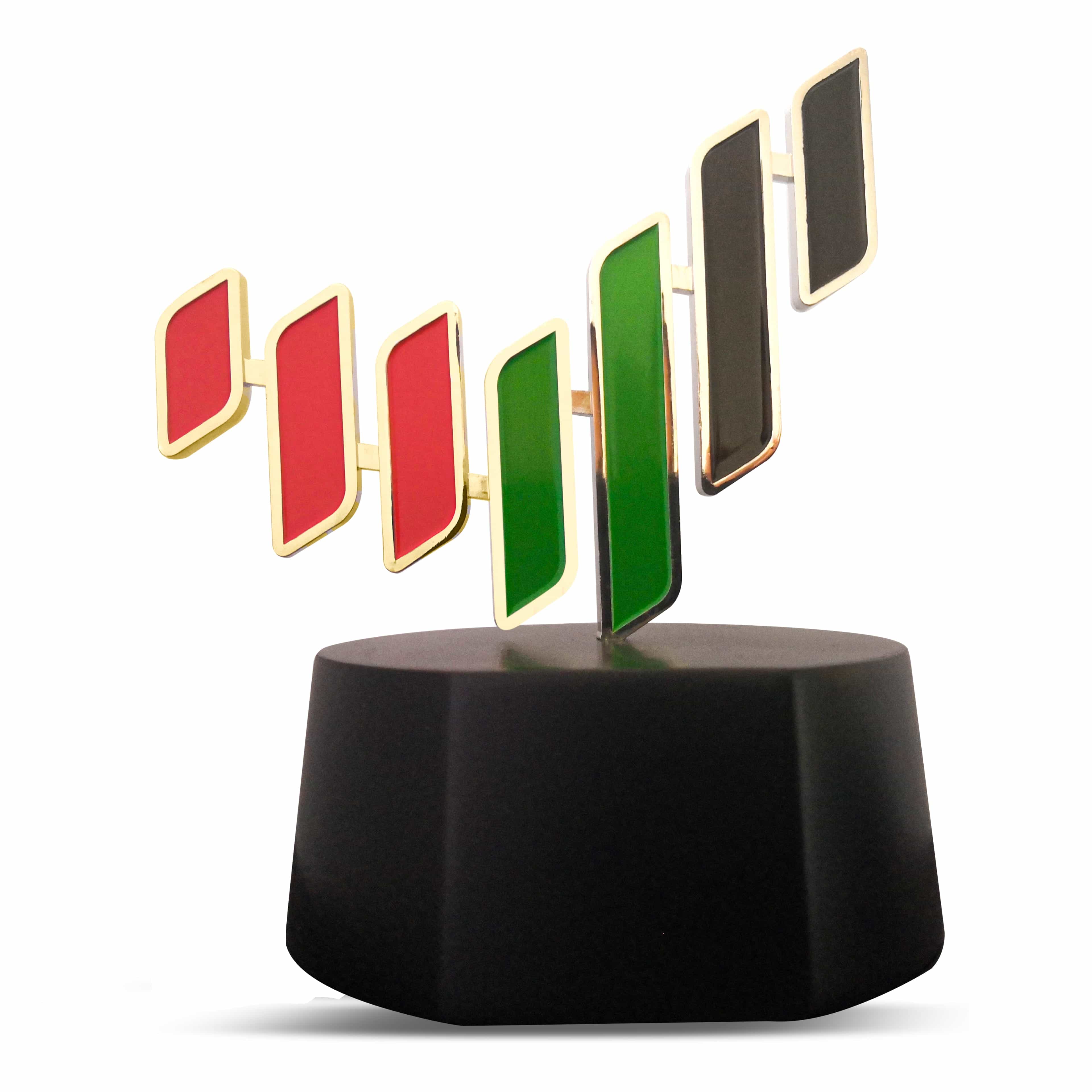 UAE Next 50 Years Award Seven Lines Nation Brand Logo Trophy With Metal Base