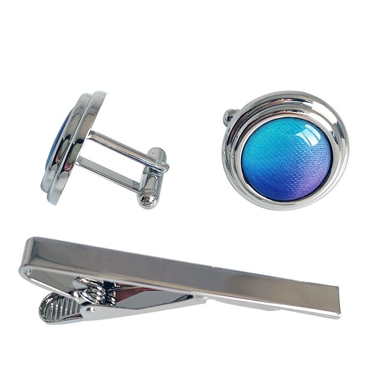 Offset Prints Logo Silver Cufflinks Tie Bar Set