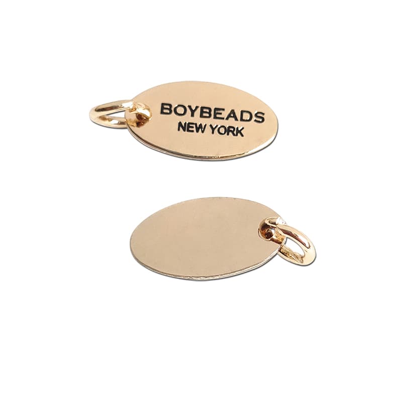 BOYBEADS New York Style Logo Male Mini Elliptical Metal Bead Chain Bracelet Tag