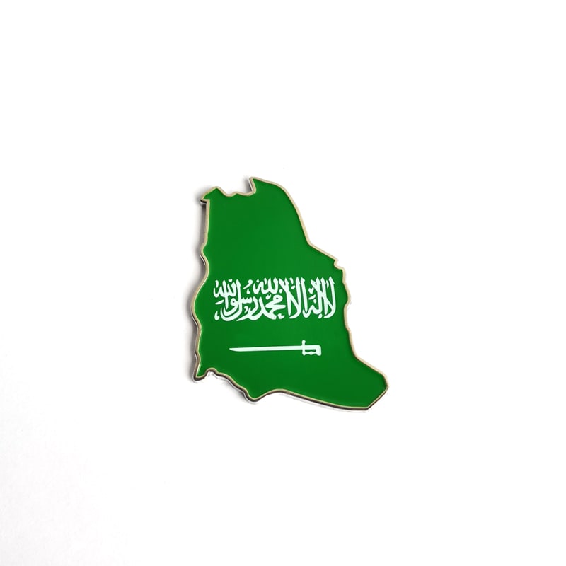 Saudi Arabia National Day Celebration Map Badge Painted Metal Badge