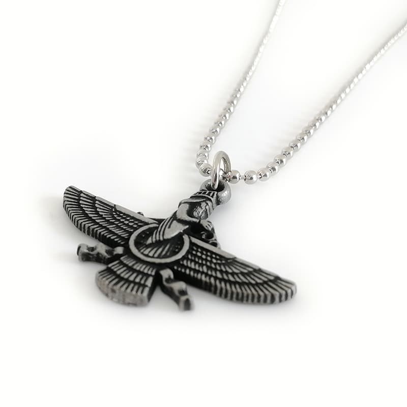 Vintage Silver Faravahar Pendant Necklace