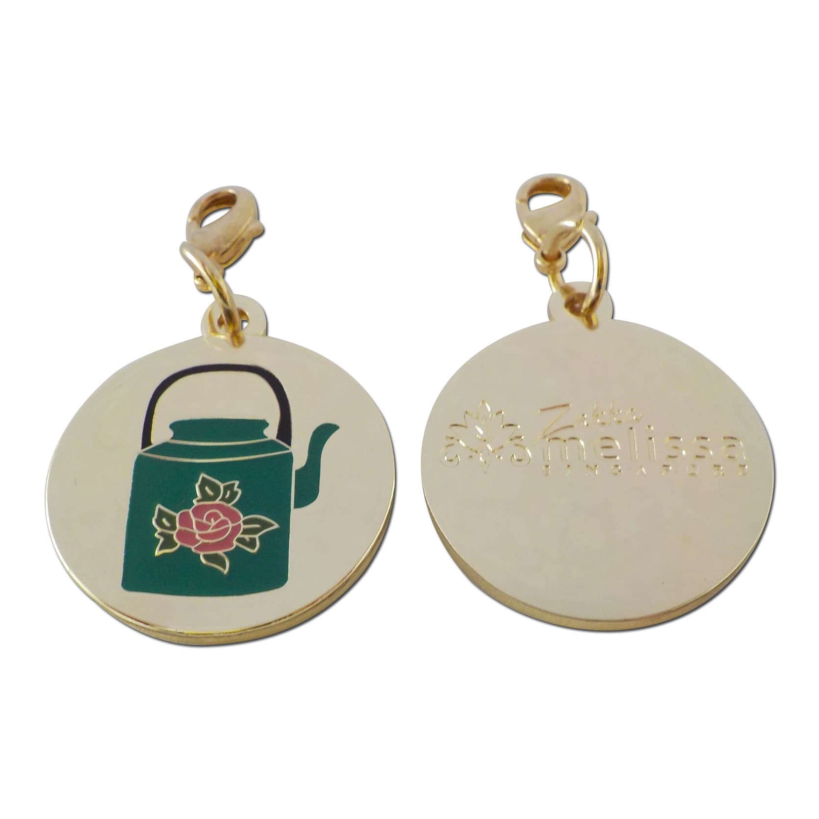 Soft Enamel Painted Logo Brass Zipper Puller and Pendant