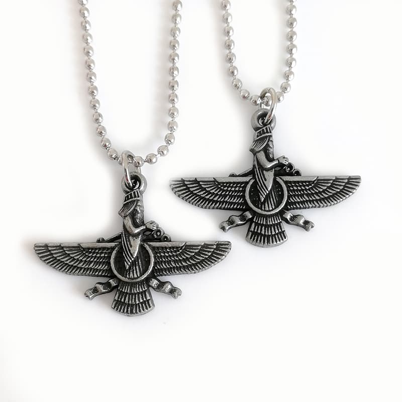 Vintage Silver Faravahar Pendant Necklace