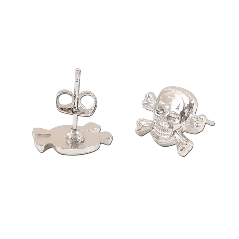 Avant-Garde 3D Nickel-Plated Skull Head Earrings Studs