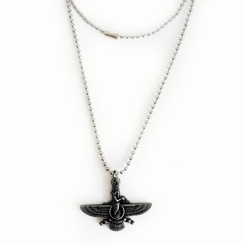 Vintage Silver Faravahar Pendant Necklace