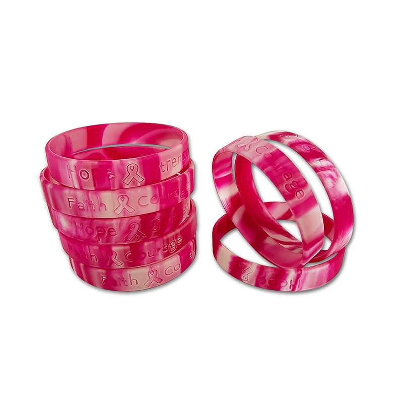 Camo Pink Ribbon Camouflage Silicone Bracelets Breast Cancer Awareness