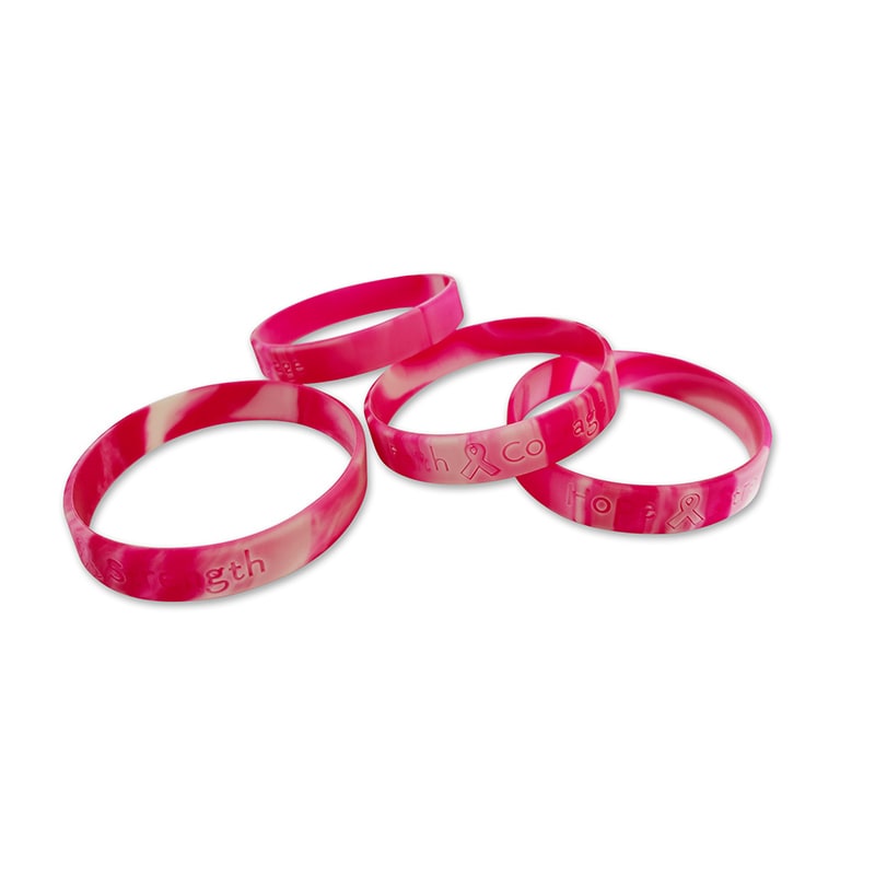 Camo Pink Ribbon Camouflage Silicone Bracelets Breast Cancer Awareness