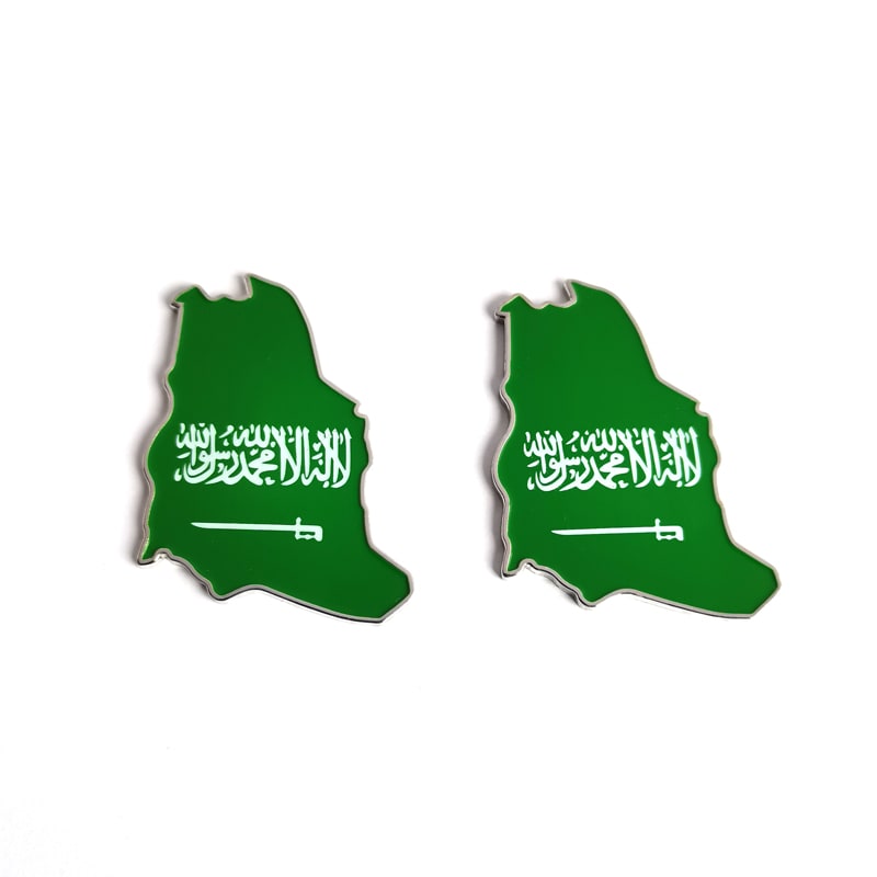 Saudi Arabia National Day Celebration Map Badge Painted Metal Badge