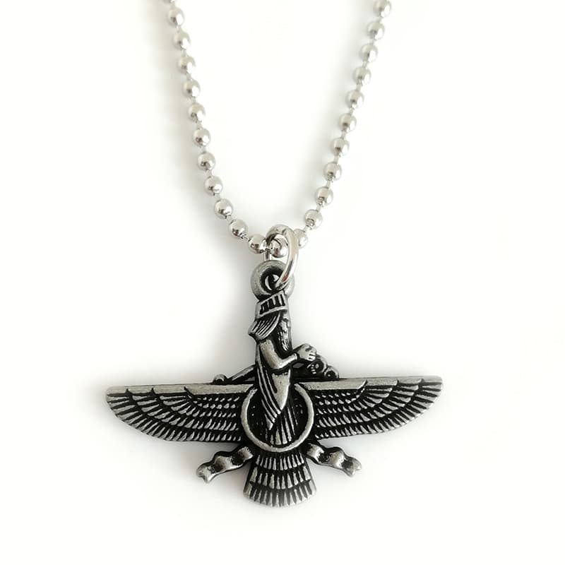 Vintage Silver Faravahar Pendant Necklace