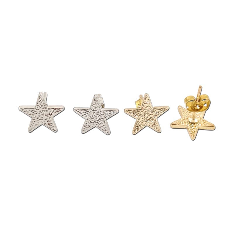 Ocean Theme Silver and Gold Starfish Earrings Studs