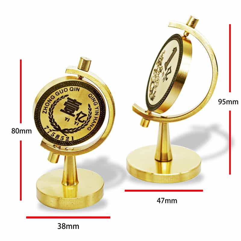 Brass Gold-Plated Fashionable Numerical Shape One Billion Goal Rotating Ornament