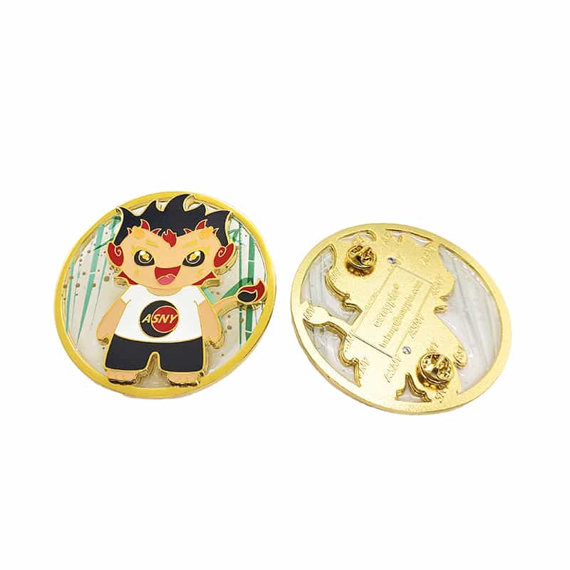 Zinc Alloy Soft Enamel Unique Custom UV Printed ASNY Mascot Badge